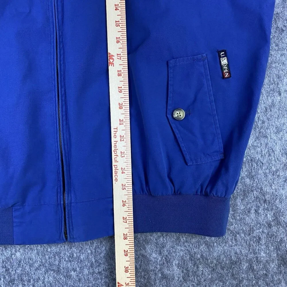Vtg US Open Men's Harrington Jacket Golf Collection Blue Plaid Lined Zip Up Sz L